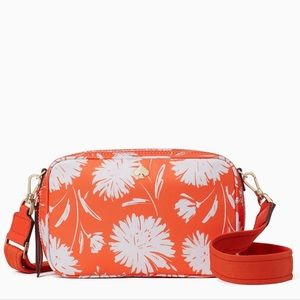 Kate Spade Orange and White Floral Crossbody Bag